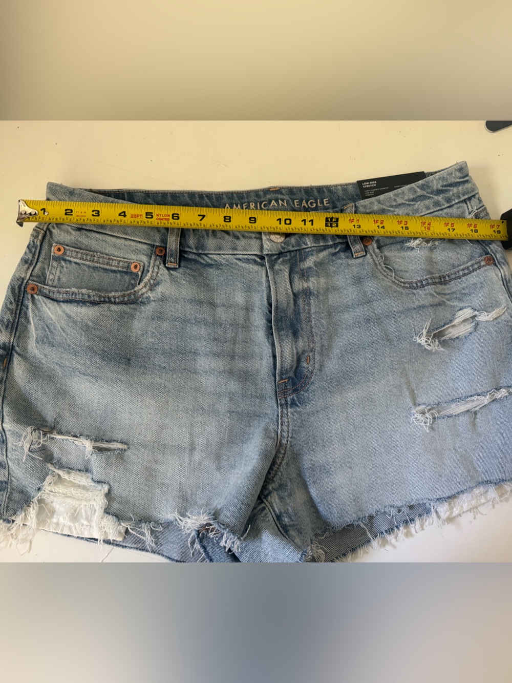 American Eagle Outfitters Light Wash Distressed Denim Cutoff Shorts - Picture 11 of 14
